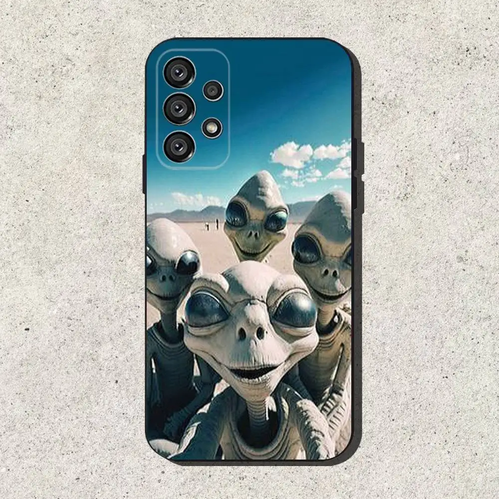 حافظة هاتف مضحكة UFO Alien Thing لهاتف سامسونج S25، S24، S21، S22، S23، S30، Ultra، S20، Plus، Fe، Lite، Note، 10,9,5G غطاء أسود
