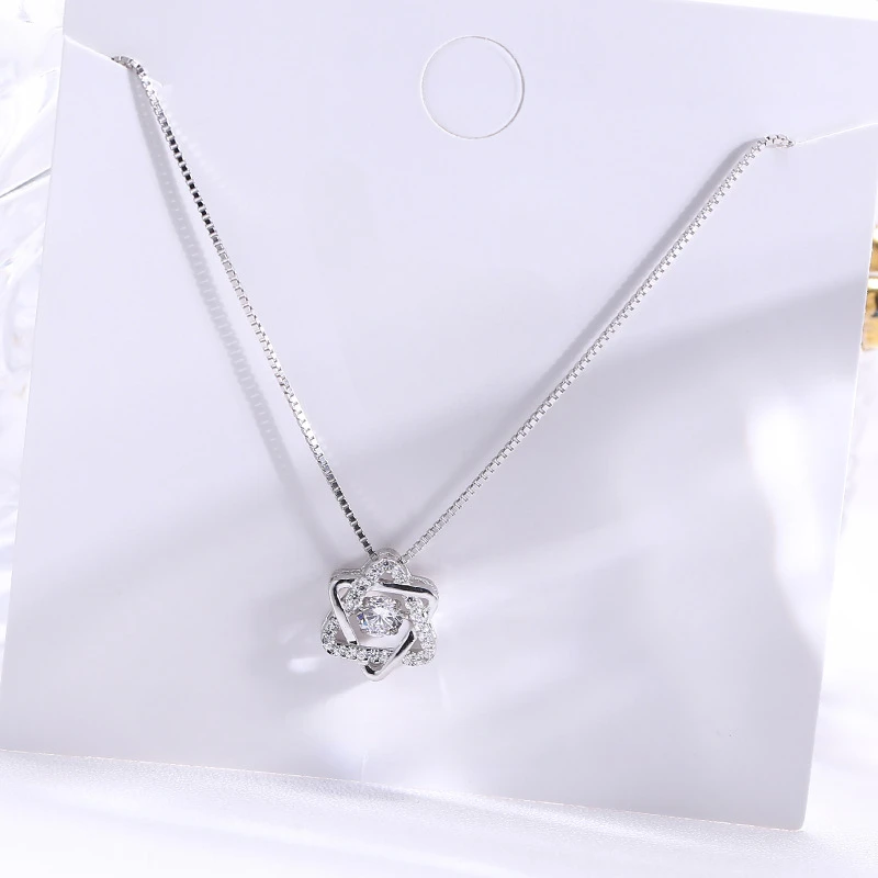 Hexagram Pendant S925 Sterling Silver Necklace Women's Beating Heart Fashion Jewelry