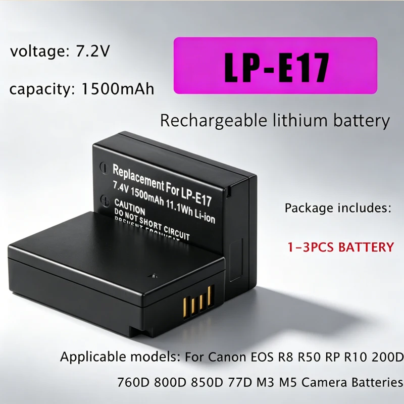 LP-E17 LPE17 batería 1500mAh para Canon EOS R8 R50 RP R10 200D 750D 760D 800D 850D 77D M3 M5 M6 T6s T8i cargador de baterías de cámara