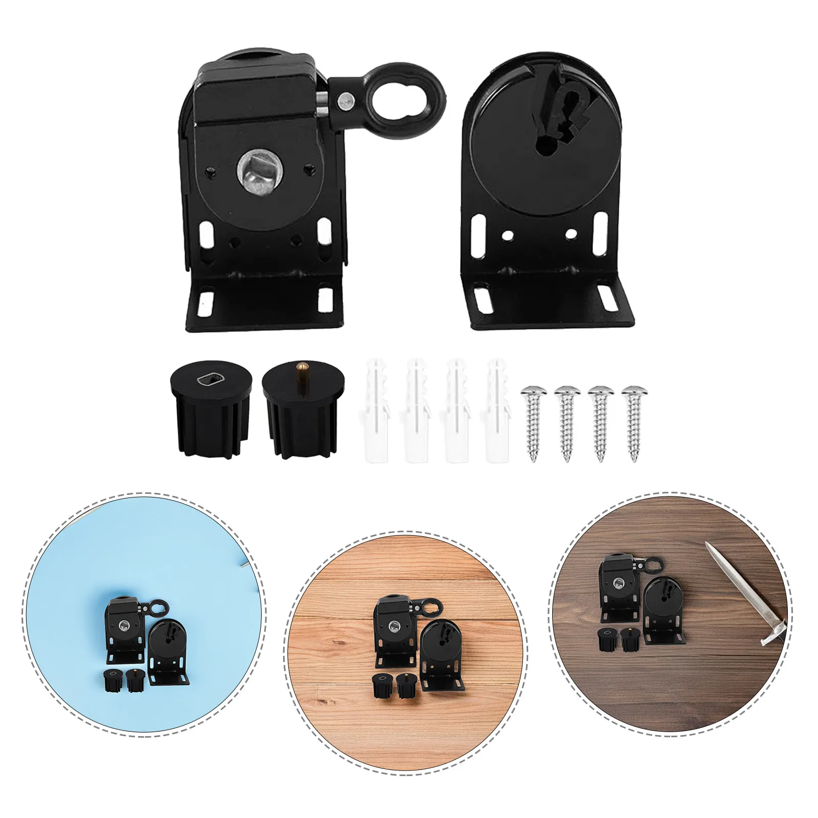 Black Outdoor Roller Blinds Bracket Windproof Head End Cap with Fixed Mounting System for Cordless External Blinds Replacement