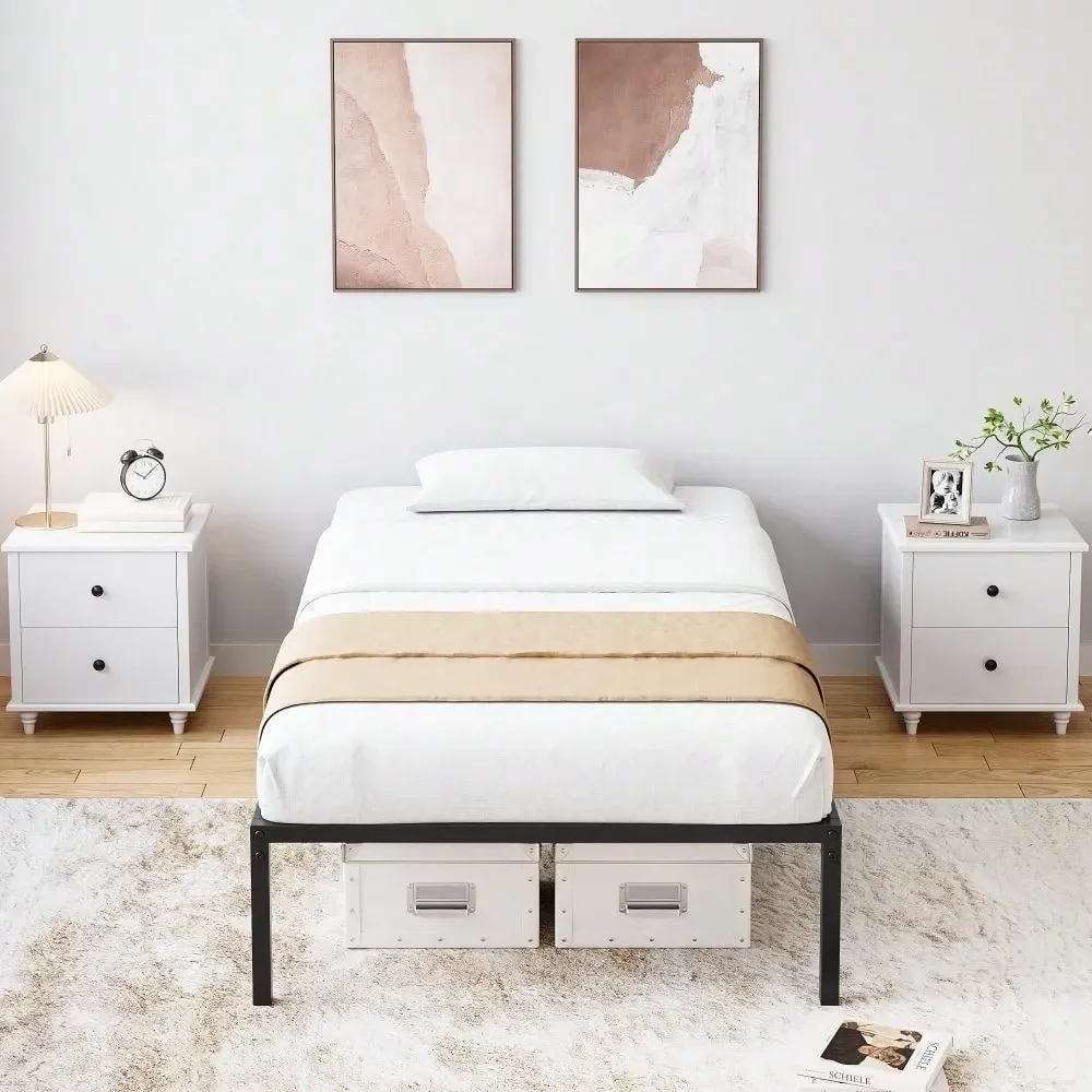

Metal Platform Bed Frame Queen Size,Twin Bed Frame,Full Size Bed Frame With Under Bed Storage,No Box Spring Needed,Steel Slat M