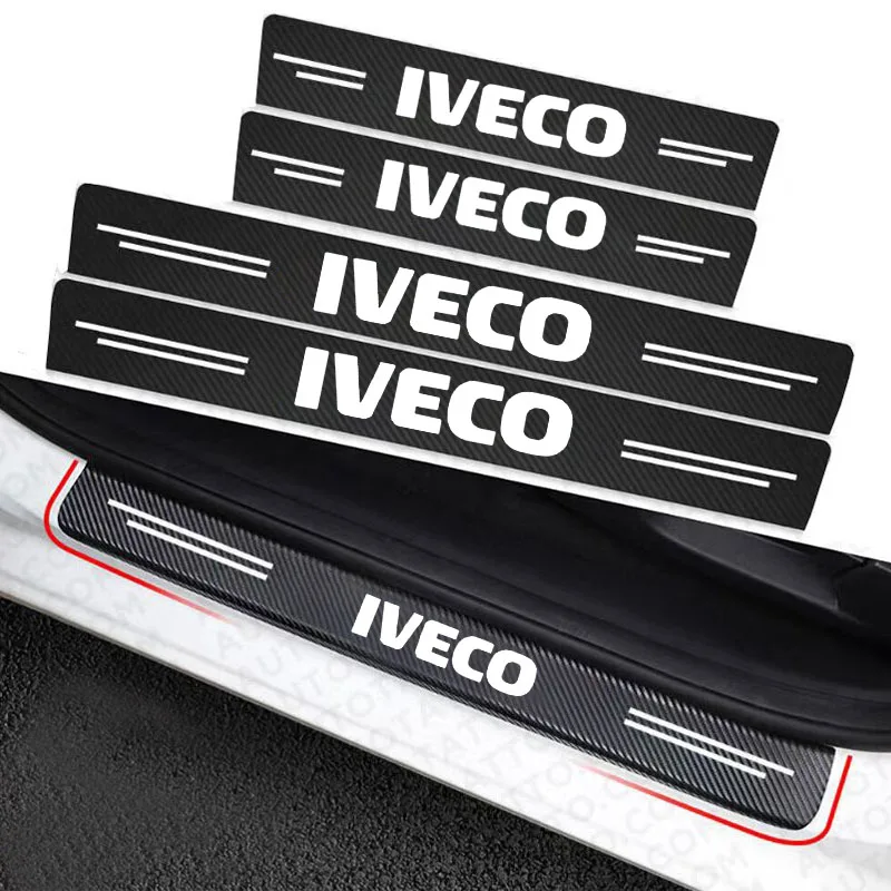 Auto Door Sill Carbon Fiber Car Sticker Protector Strip Waterproof Protect Film For Iveco Daily IV V VI Van EcoDaily Accessories