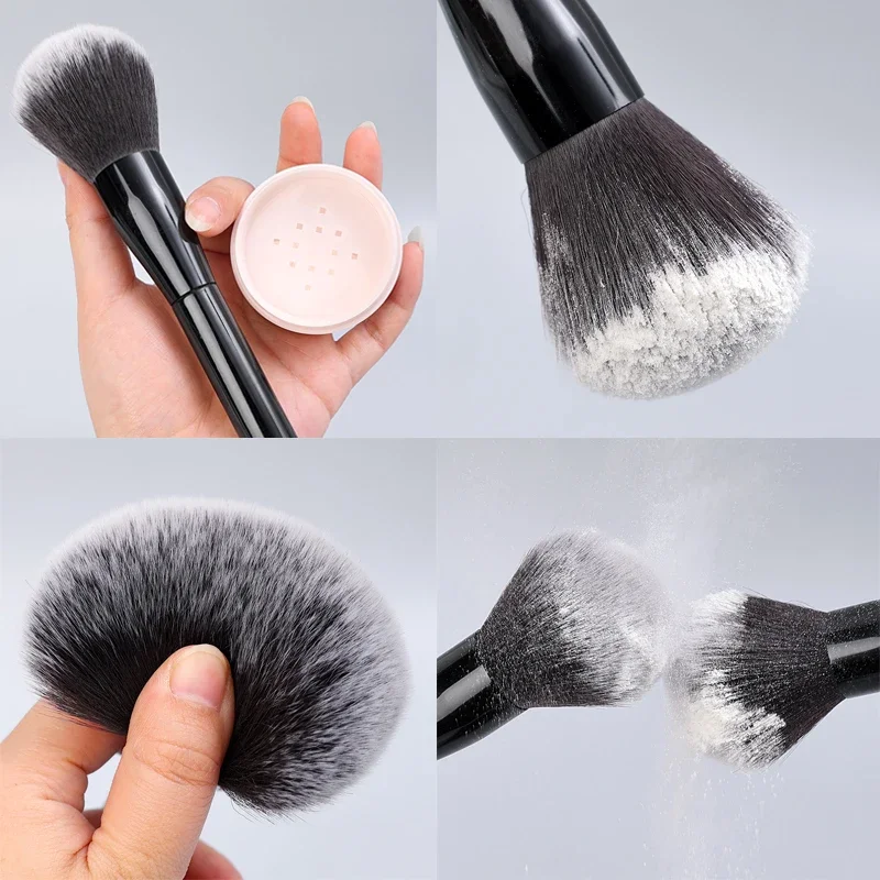 Black Large Makeup Brush Soft Fluffy Loose Powder Brushes Multifunctional Foundation Brush Highlighter Blush Brush Beauty Tool