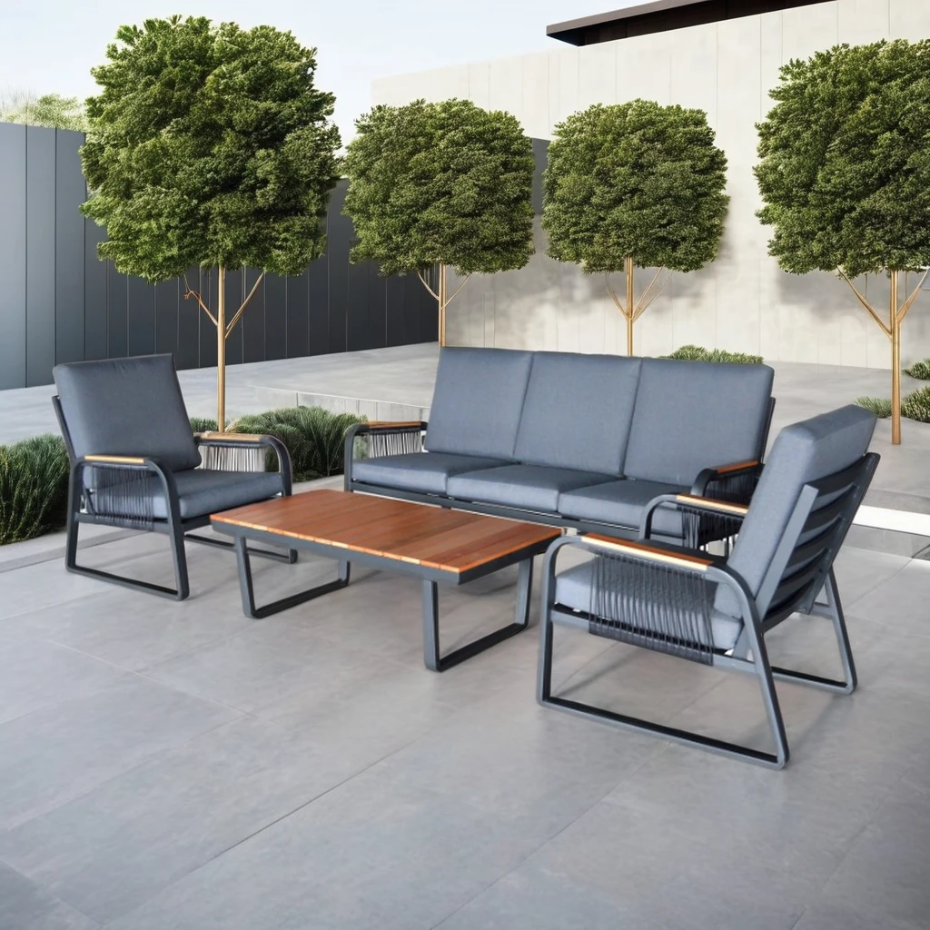 

Customizable Modern Aluminum PE Sectional Sofa Set Durable for Villa Hotel Apartment Living Bedroom Courtyard Outdoor Garden