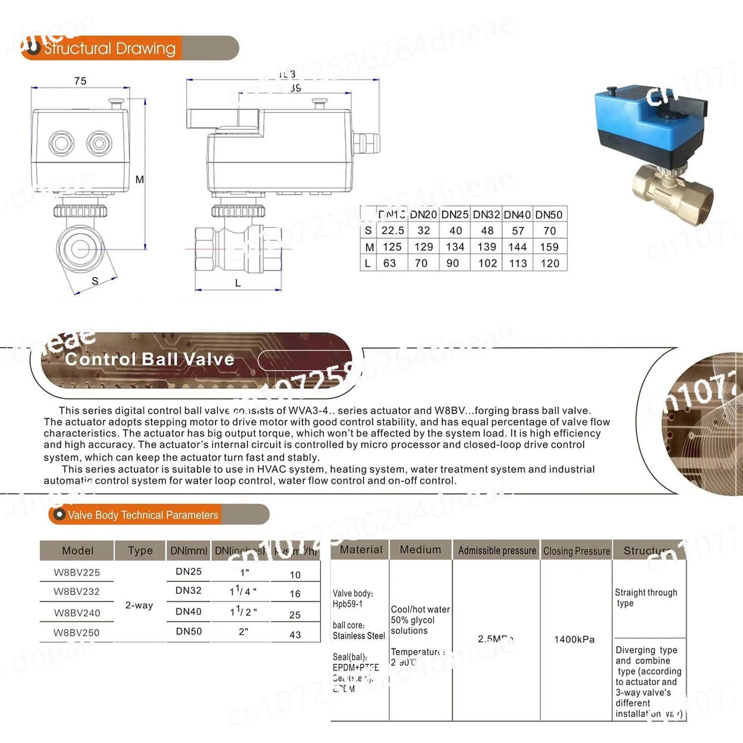 Electric Motorized Brass Ball Valve AC 220V Two Way Three Way 3-Wire Two Control Actuator L Type DN15 DN20 DN25 DN32 DN40 DN50