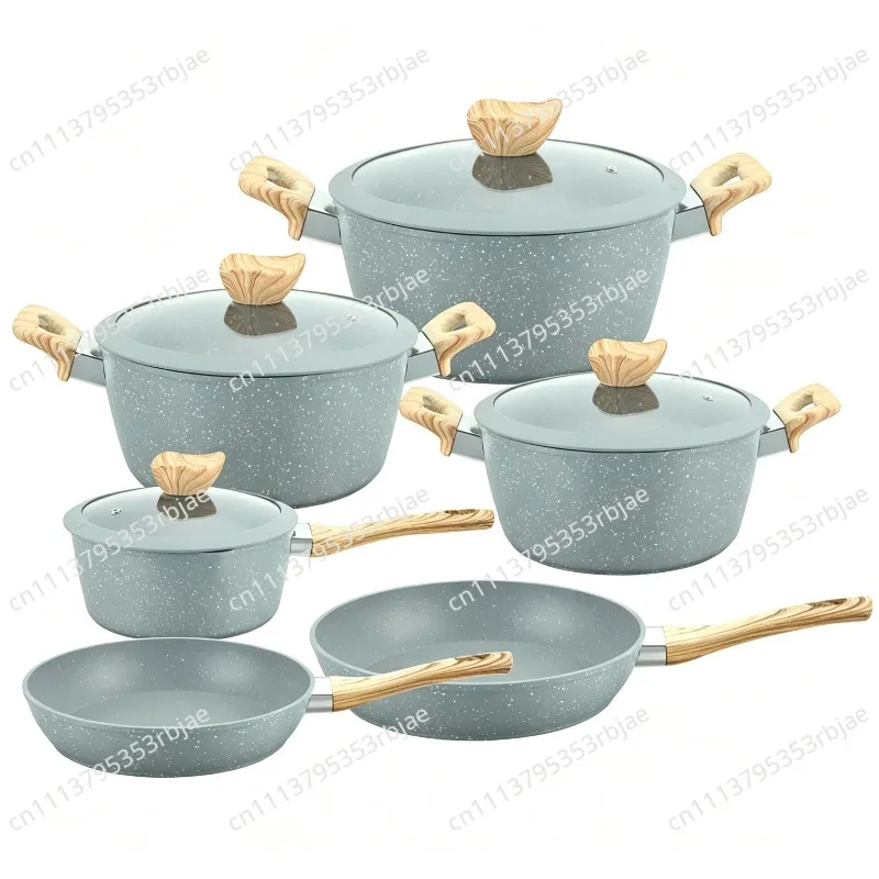 Marble Maifanshi non-stick pan 10-piece set Household western frying pan Wok soup pan set