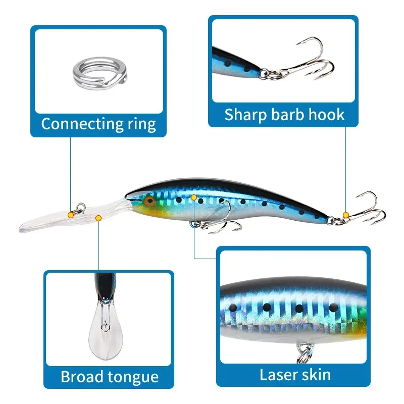 1pcs 15.8cm 14.5g Deep Diving Jerkbait Artificial Hard Bait Fishing Wobblers Minnow Lure for Bass Pike Carp Fishing Tackle