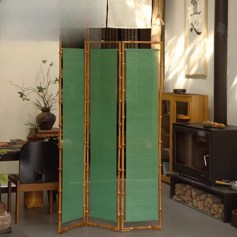 Screen, bamboo partition living room new Chinese folding mobile tea room decorative folding screen