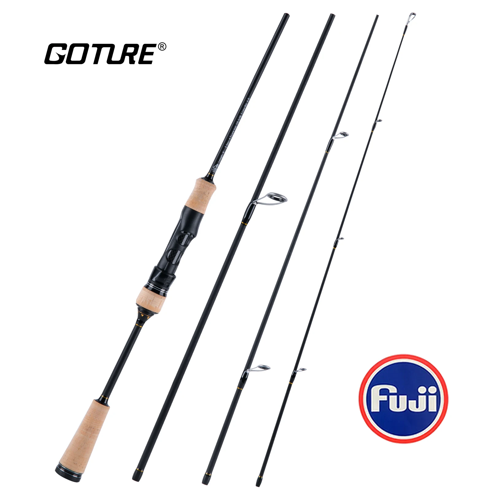 Goture 1.8m-2.2m FUJI Trout Fishing Rod Carbon Fiber Spinning Ultralight 4 Sections Lure Pole M/MF Action Saltwater Seawater