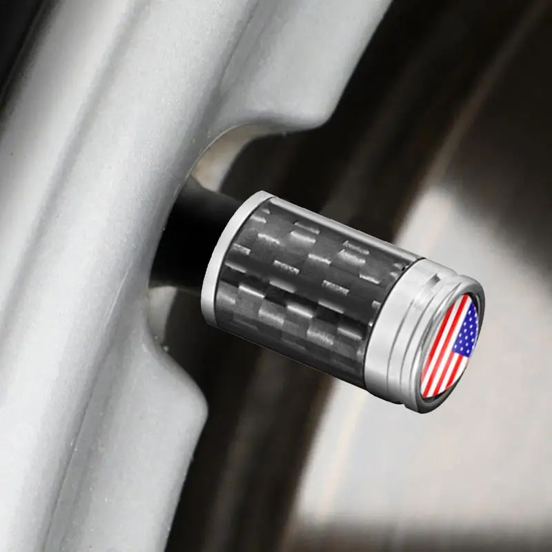 Car Tire Valve Caps 4 Pcs Air Valve Caps Dustproof Tyre Valve Caps With American Flags Painting Anti Leakage Wheel Air Valve