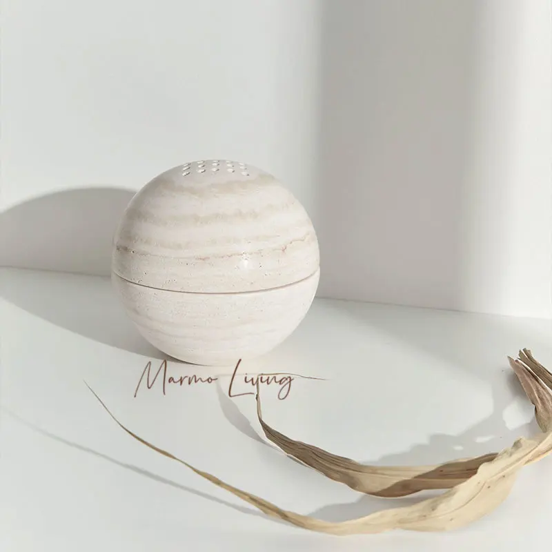 

Travertine Stone Incense Burner Moxibustion Aromatherapy Stove Soft Decoration Villa Natural Marble Ornament Customization