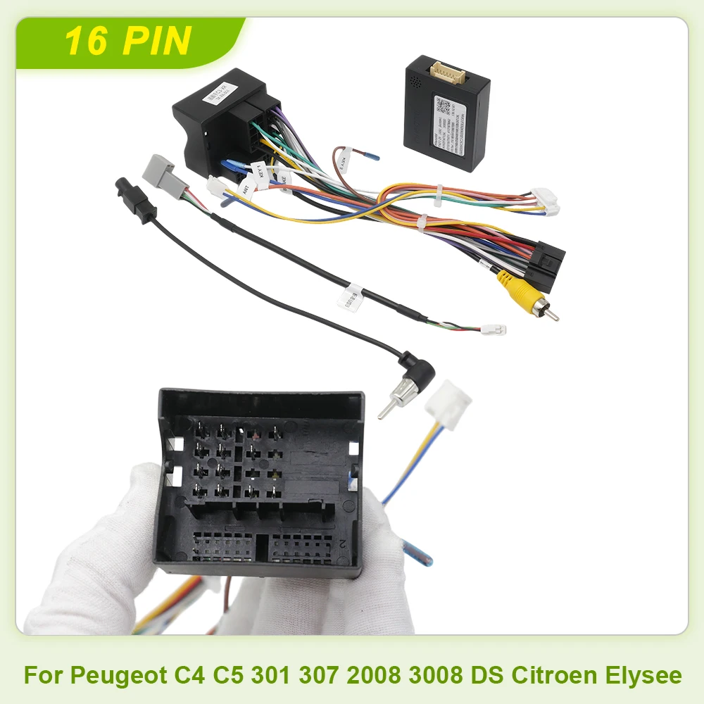 16 PIN For Peugeot C4 C5 301 307 2008 3008 DS Citroen Elysee Hiworld Car Wiring Harness Adapter Canbus Box Decoder PAF1.21