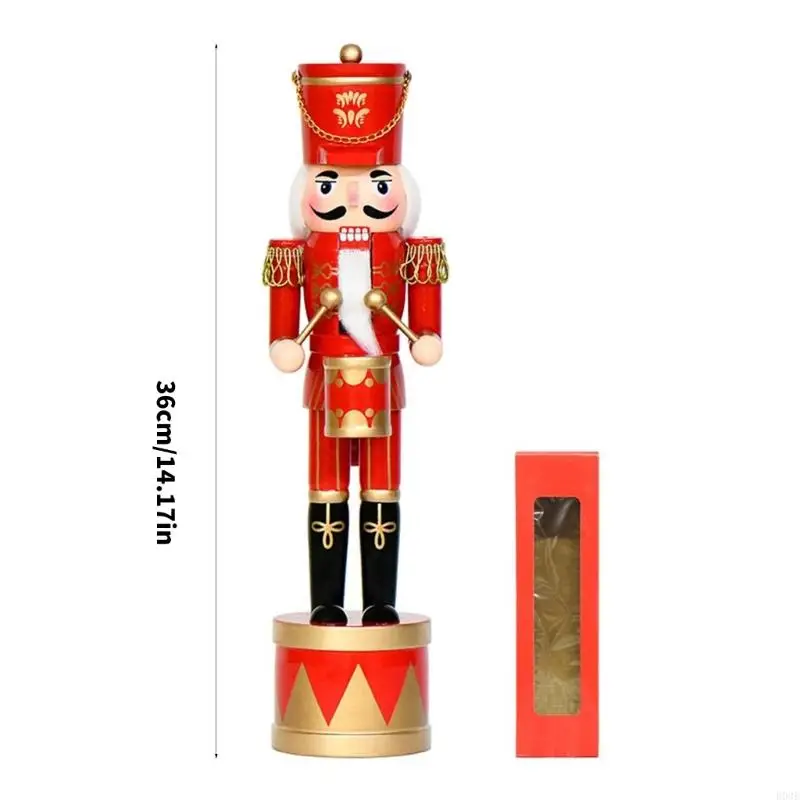 36 hölzerne Nussknacker-Trommelsoldat-Figur, Weihnachtspuppe, handbemalte Verzierung für B03E – Detail 6