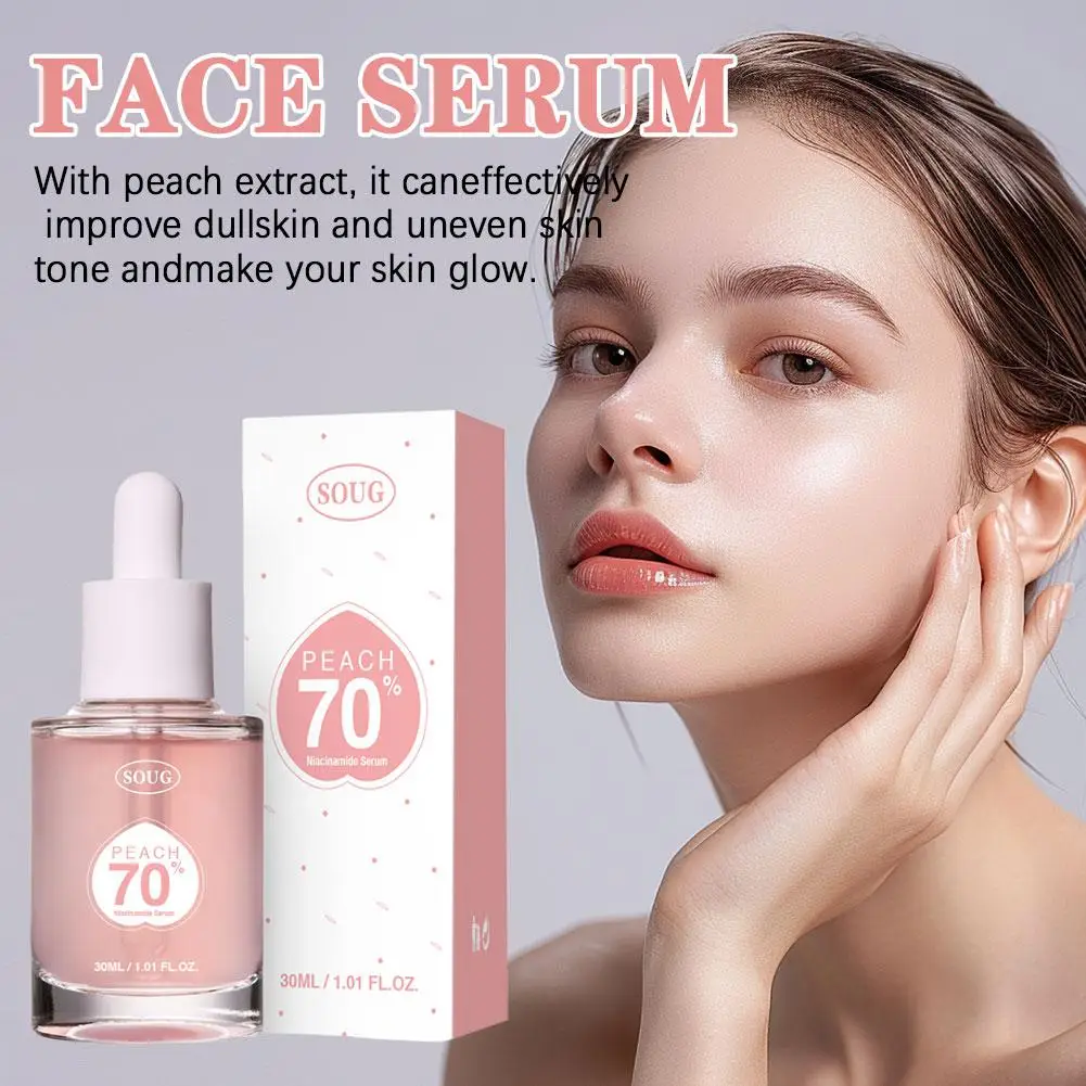 Perzik 70% Niacinamide Serum 30Ml Verhelderende Hydraterende Hyperpigmentatie Serum Schoon Gezicht Huid Behandeling Schoonheidsverzorging Dagelijks S8j4