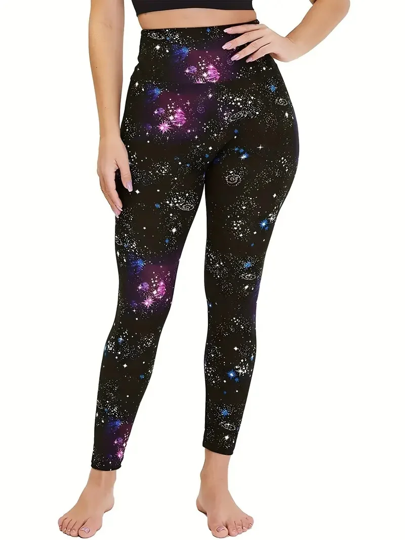 Print casual women\'s pants elastic elastic waist tight-fitting leggings women\'s daily wear