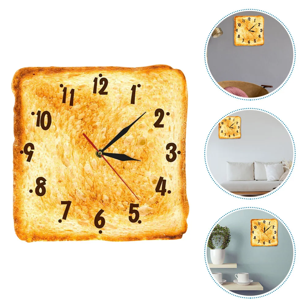 

Plastic Wall Clock Bakery Toast Design Home Decor Recordable Alarm Decorative Clocks for Mounted