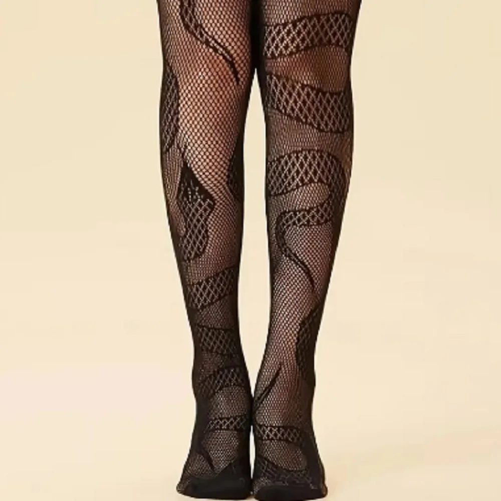 Snake Tights Women Anime Pantyhose Black Mesh Fishnet Stockings Sexy Harajuku Hosiery Large Lolita G Tights Gothic Clothes 1pair