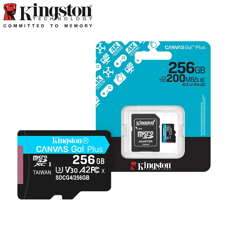 بطاقة ذاكرة Kingston V30 A2 microSDXC أصلية 128 جيجابايت 256 جيجابايت 512 جيجابايت بطاقة مايكرو SD مع محول بحد أقصى 200 ميجابايت/ثانية بطاقة فلاش TF كاميرا بدون طيار
