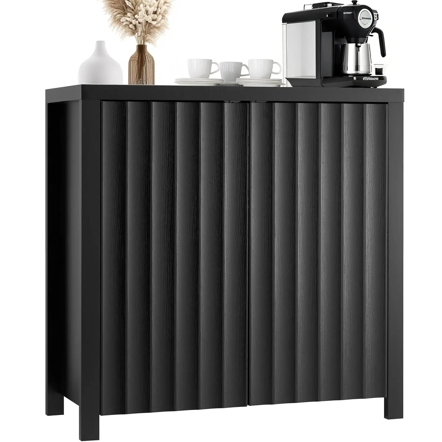 

Рифленый сервант Шкаф-буфет Современный акцентный шкаф, кухонный буфет Деревянная боковая доска Кофейный бар Шкаф для хранения мультимедиа с