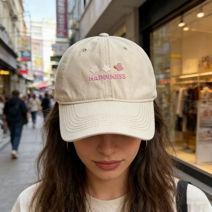 Macaron-Colored Baseball Cap with Small Floral Embroidery, Soft Top That Doesn'T Collapse, Makes the Face Look Smaller, Suitable for Daily Shopping, Versatile for Casual Wear and Many Other Occasions