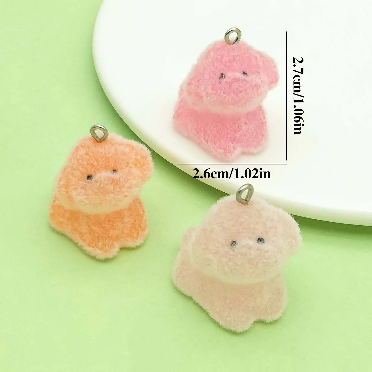 5pcs 3D Cute Flocking Luminous Dog Charms Resin Animal Pendants for DIY Bracelets Necklaces Earrings Jewelry Making Accessories