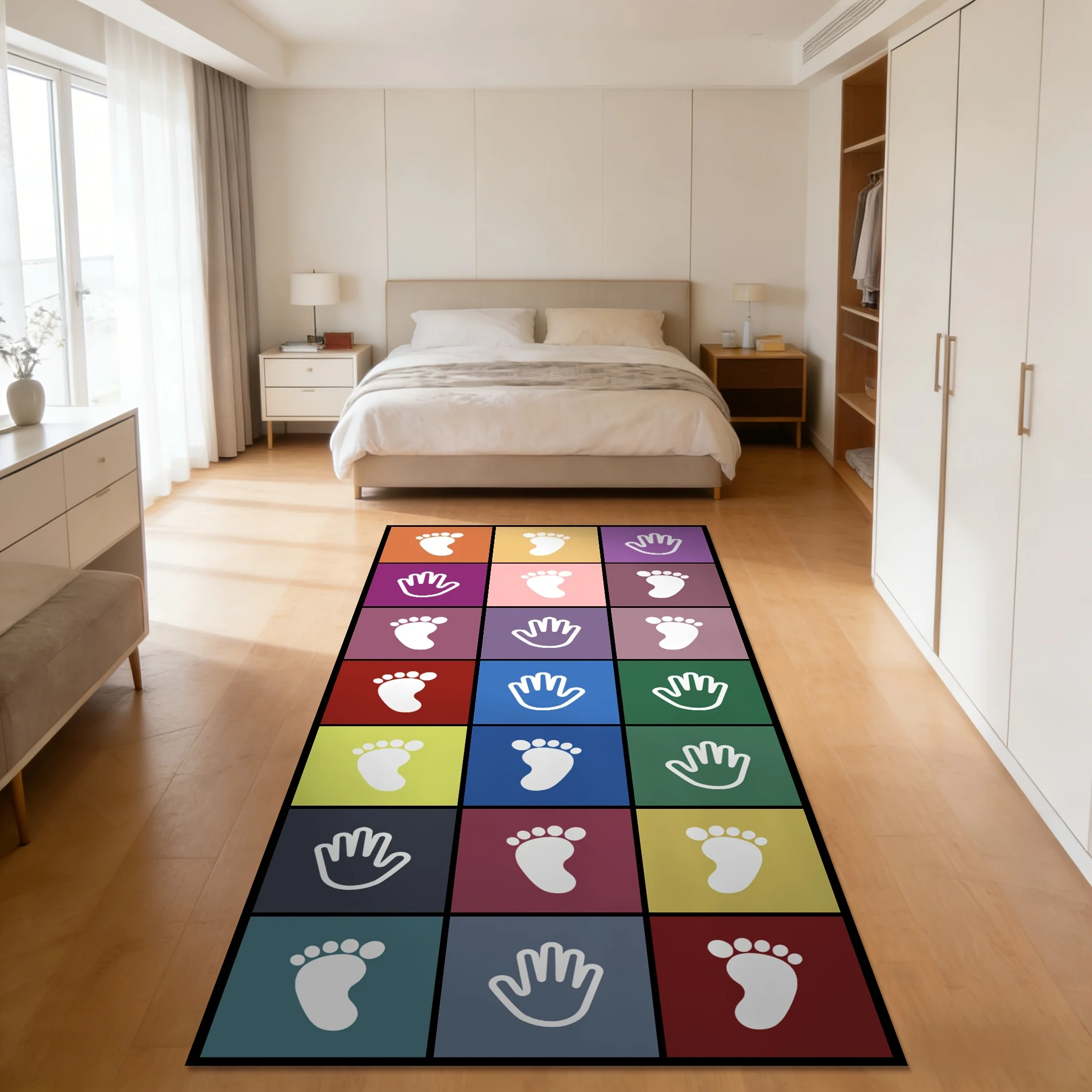 1 Stück Hand- und Fuß-Spielmatte, bunte Palm-Fußabdruck-Twister-Spielmatte, Indoor-Party-Gruppenspiel, Boden-Partyzubehör