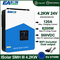 EASUN POWER 4.2KW 3.2KW 2.2KW Hybrid Solar Inverter 12V 24V 230V Pure Sine Wave Off Grid Inverter 120A Mppt Charger Controller