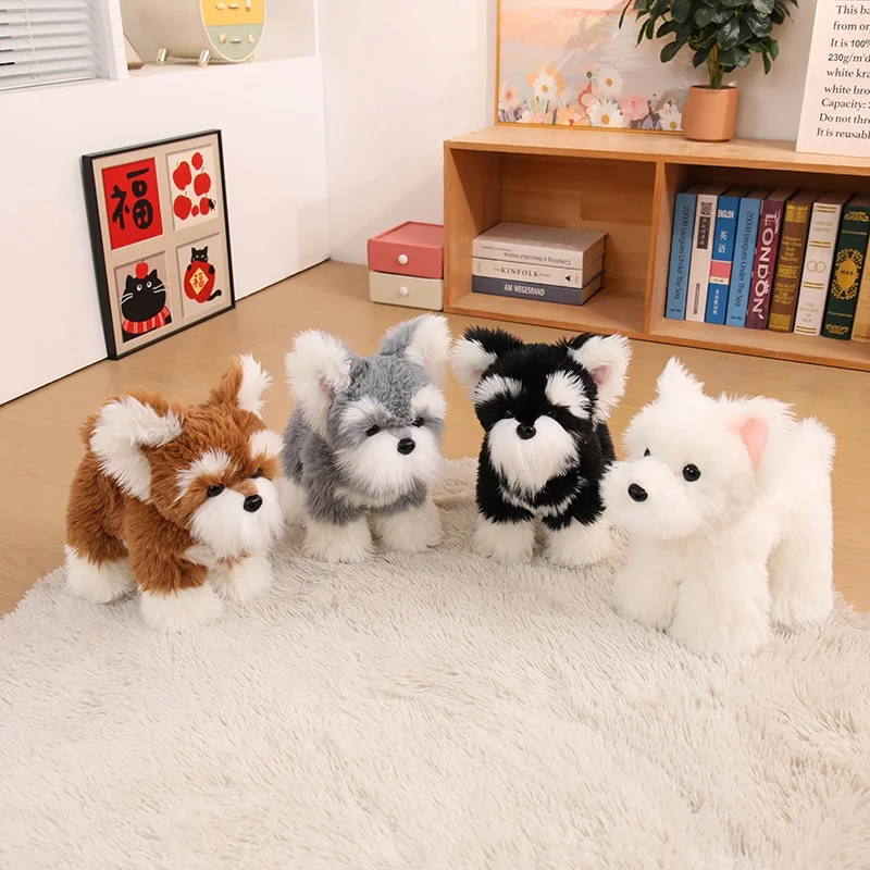 22/28cm Kawaii Streunender Hund Serie Plüschtier Schnauzer Plüschpuppe Weiches Stofftier Geburtstagsgeschenk Heimdekoration