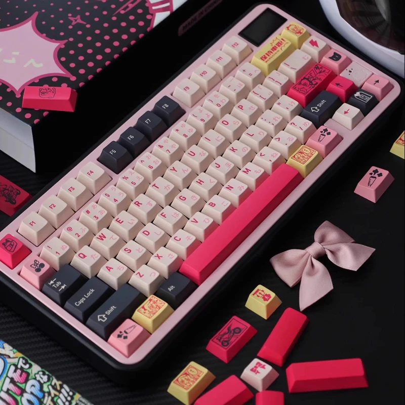 Keep A Safe Distance Theme Keycaps Set PBT Cherry Profile Custom Original Handmade Keycaps for Mechanical Keyboard Accessories