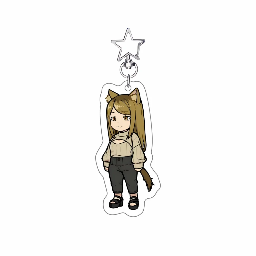 Anime Chainsmoker Cat Yani Neko Manga Neu 6cm Acryl-Standee Schlüsselanhänger Lustiger Katzenmädchen-Charakter Desktop-Ornament Sammlerstück – Detail 2