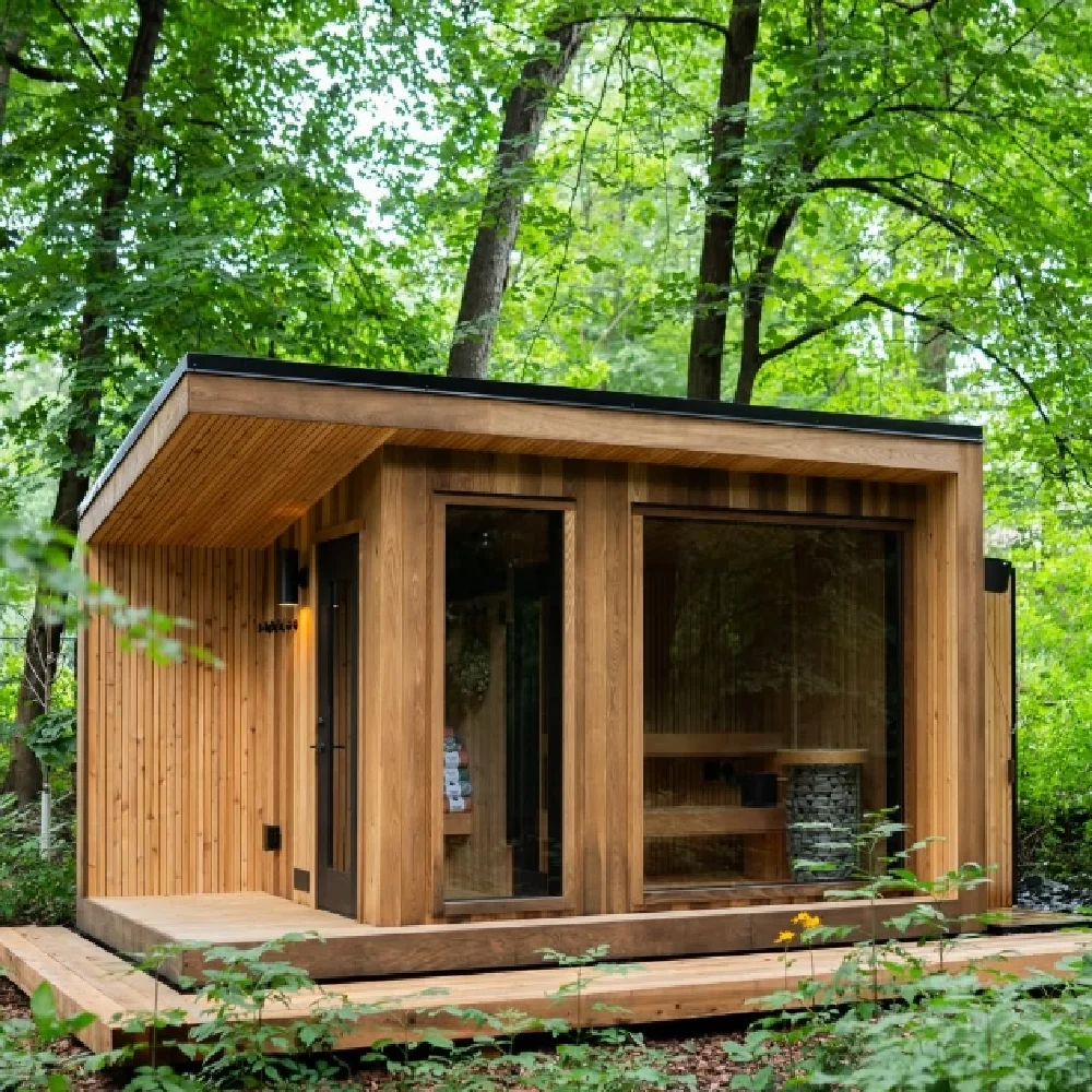 

4-8 Person Luxury Sauna Cabin with Red Cedar Wood and Changing Room Function
