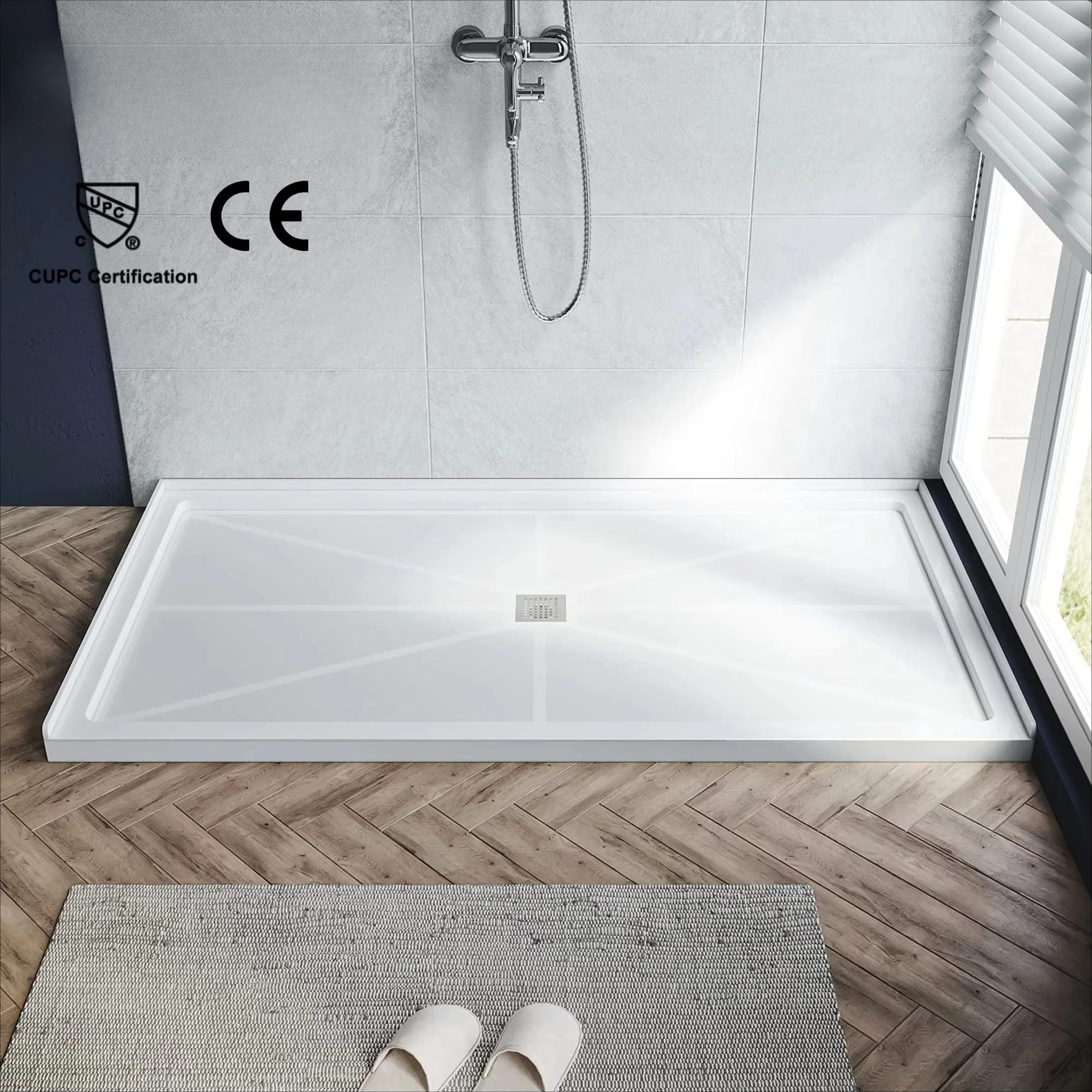 Tray Pan Easy Clean Resin and Artificial Stone for Shower Modern Bathroom Waterproof Shower  Base