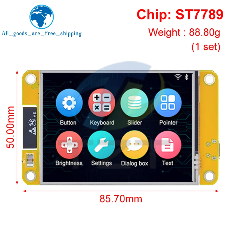 TZT ESP32 LVGL WIFI&Bluetooth Development Board 2.8 inch LCD TFT Module 240*320 Smart Display Screen With Touch WROOM