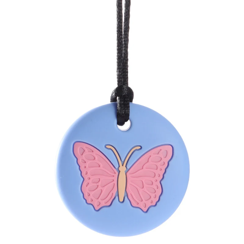 Chewy Necklace Autism ADHD Biting Sensory Child Baby Teething Tubes Chew Toy Children Silicone Teether Pendant