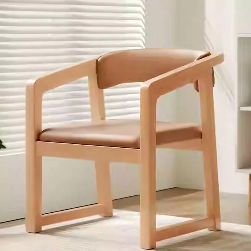 Silla de comedor Para El Hogar, taburete con respaldo de madera maciza, silla de té minimalista moderna, Muebles Para ancianos