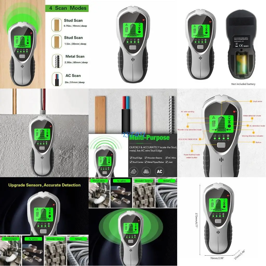 

E15A Wall Scanning 4 in 1 Electronic Finder with AC Alarm LCD Display