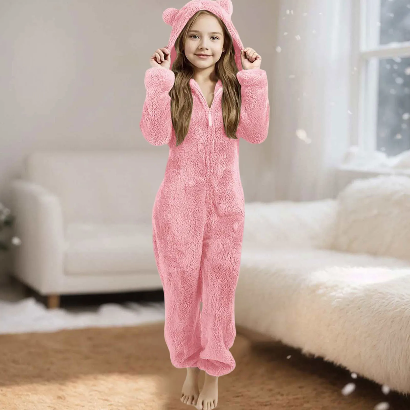 الشتاء رومبير الفتيات الصوف الدافئة الصوف السرير بذلة الاطفال لطيف الشتاء عادي زمم طويلة الأكمام لينة مقنعين بانت السروال القصير للمراهقين