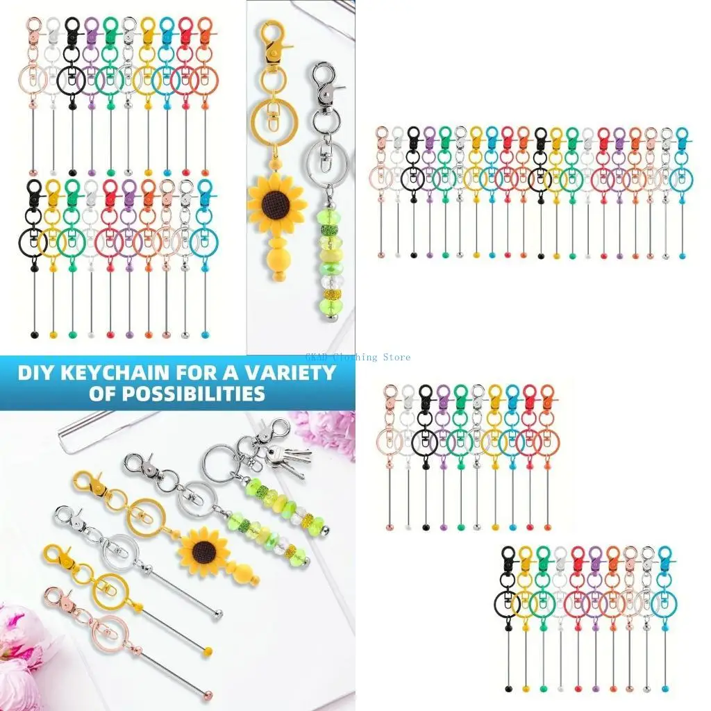 

N0PE Pack of 20 Sturdy Alloy Beaded Keychains Easy to Use Lobster Claws Clasps Portable for Personalize Fashion Accessories