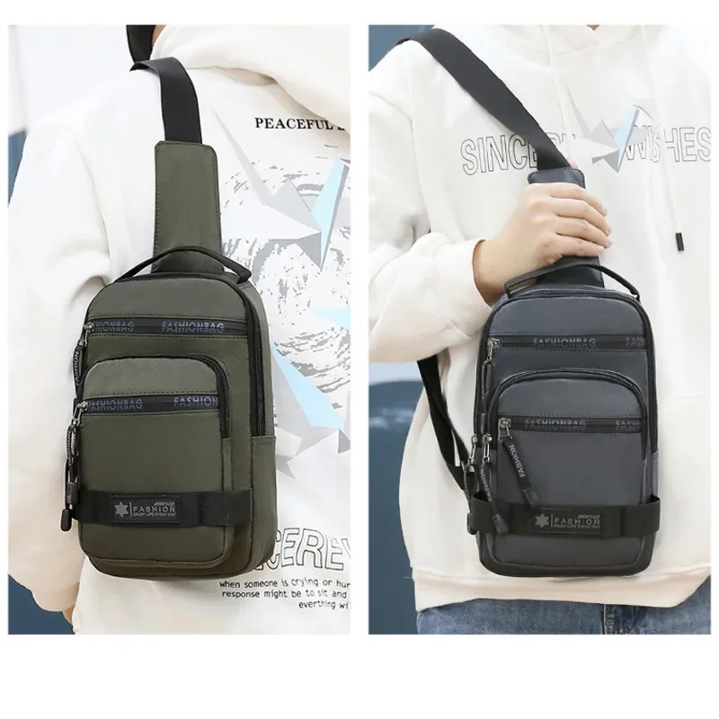 Chest For Men New Large Capacity Shoulder Korean Version Travel Lightweight Nylon Crossbody Bag Backpack