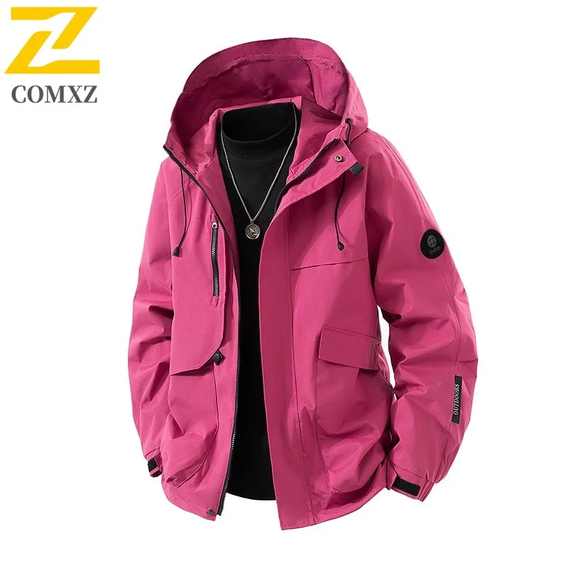 

COMXZ ​​​New Unisex Raincoat Windbreaker with Attached Hood for Outdoor Activities Hiking Camping Cycling Packable Jacket Coat