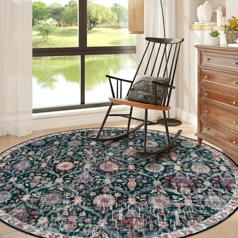 Round Rug – Non-Slip Washable Soft Accent for Living Room & Bedroom