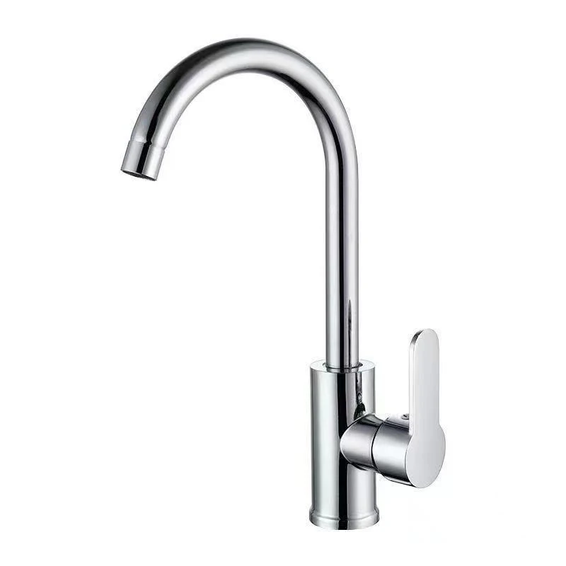 Chrome Stainless Steel Single Handle Kitchen Faucet Sink Faucet Hot And Cold Mixer Water Tap Deck Mounted Bathroom Faucet