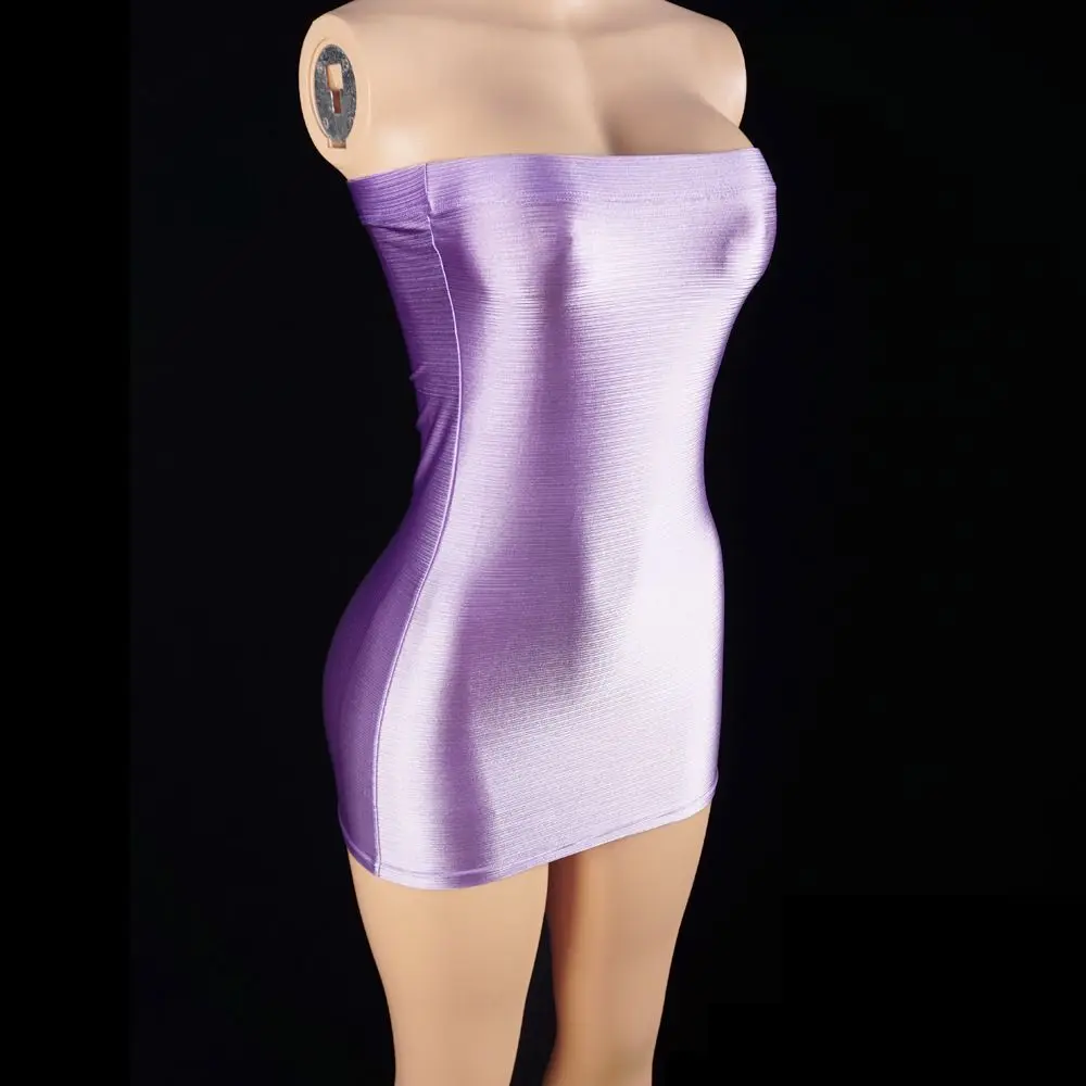 

Sexy Glossy Ultra Thin Mini Dress Transparent Sheer See Through Elastic Bodycon Tight Dress