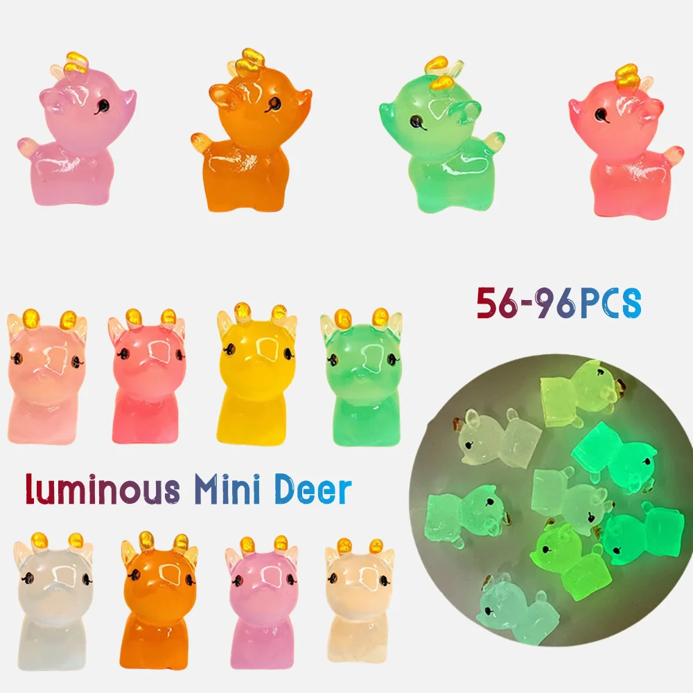 

56-96PCS Luminous Mini Deer Home Decor Accessories Miniature Figurines Fawns Glow At Night Fairy Garden Decoration Doll House