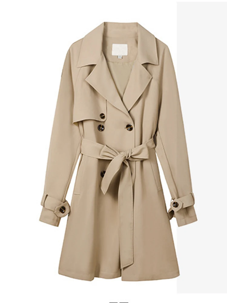 Bzvw volta plissado nicho designer blusão feminino 2023 senhora do escritório meados de comprimento temperamento trench coat roupas femininas 25x01598