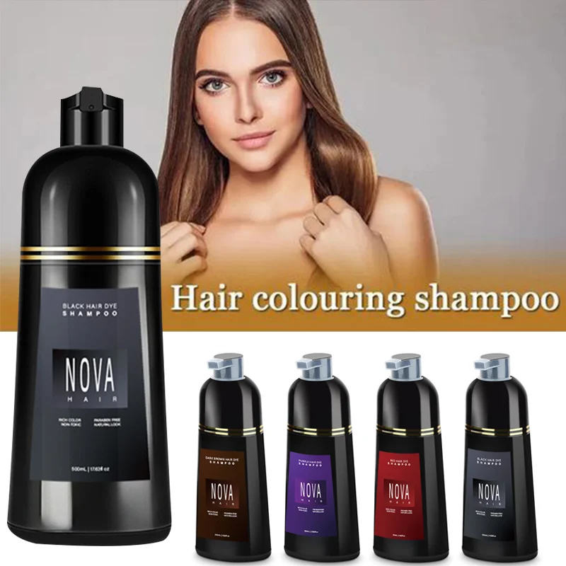 Nova-champú y tinte hidratante, tinte para el cabello, tinte Natural duradero, Control de aceite de inundación, producto esponjoso para el cuidado del cabello