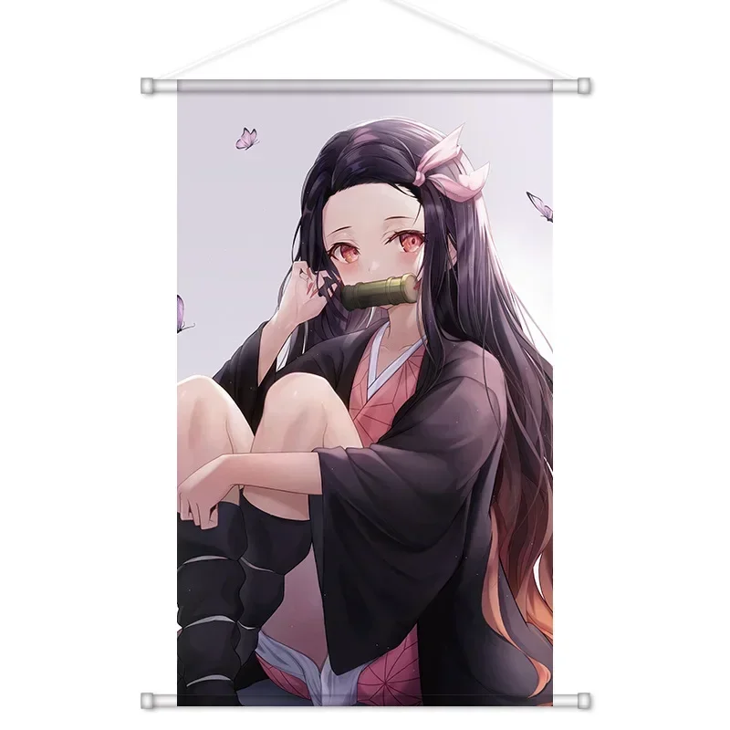 Demon Slayer Cartoon Anime Tanjirou Nezuko Scroll Canvas Wall Hanging Painting Home Decor Anime Poster Wall Art Room Decoration