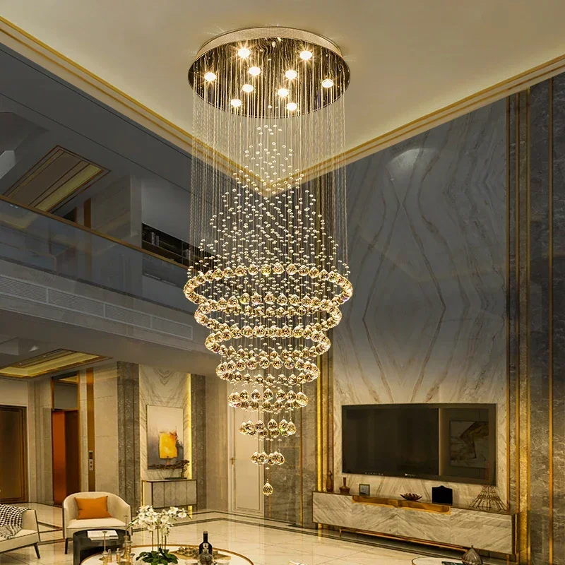 Duplex Staircase Villa Club Living Room Middle Floor Restaurant Postmodern Crystal Chandelier