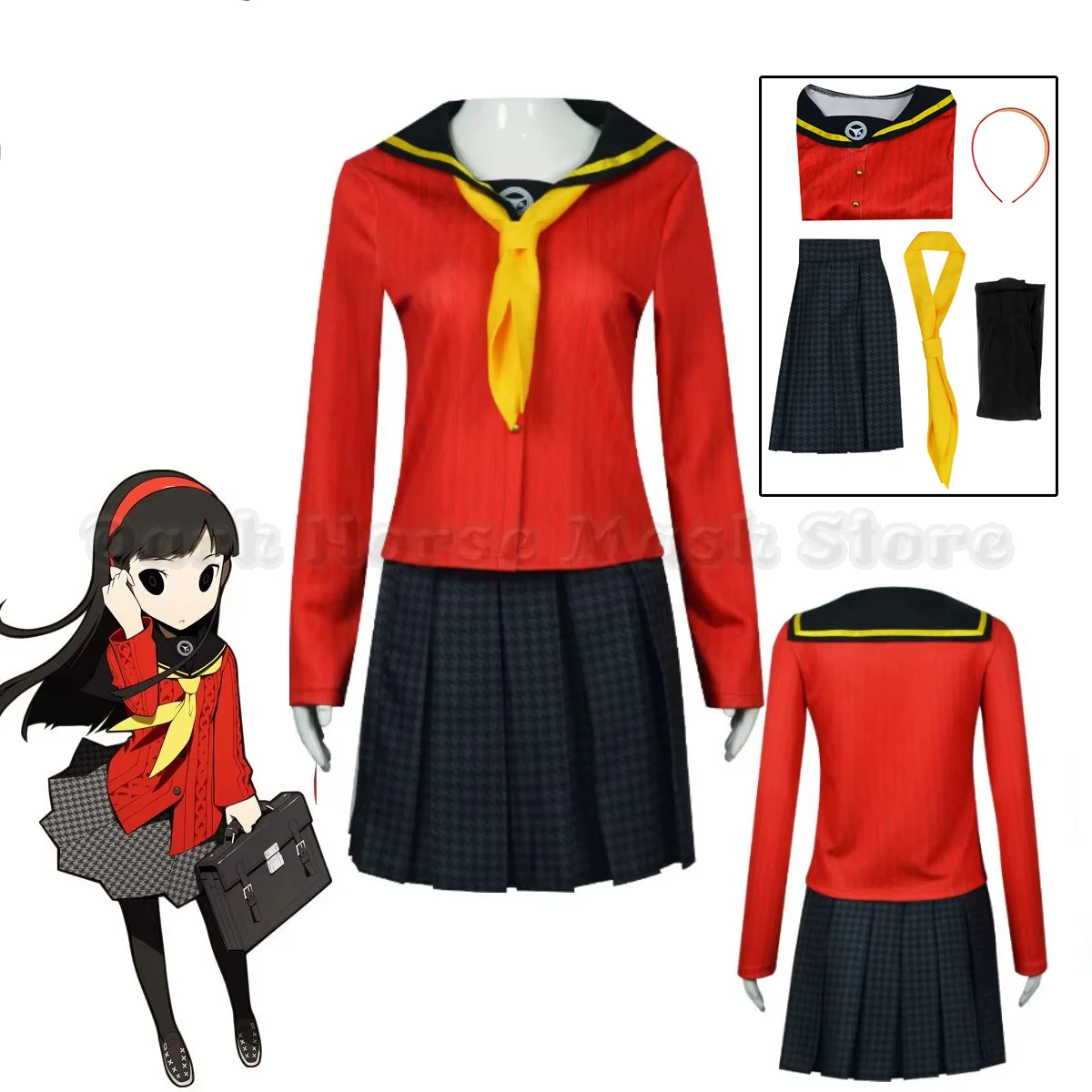 Persona 4 Golden Yukiko Amagi Cosplay-Kostüm Damen Anime Matrosen-Schuluniform Kostüm Kopfbedeckung für Halloween-Party Comic Con