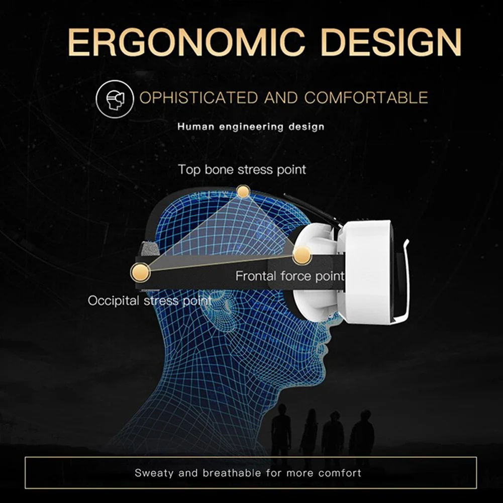 T80C! 3D VR SHINECON G05A 안경 헤드셋 헤드 마운트형 가상 현실 조절 가능 VR 안경 (스마트폰용)